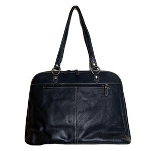 Franklin Covey Travel Bag Black Leather Zip Around Carryon Laptop Briefcase Tote